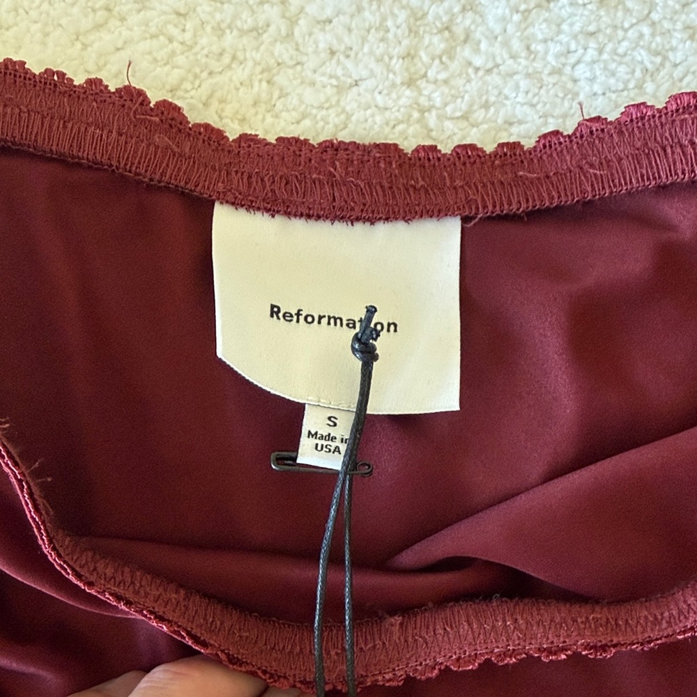 Reformation Deep Red Mini Skirt - Picture 3 of 4